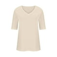 thumbnail image 5 of loopsun Plus Size Tops for Womens,Womens Summer Tops,Women's Fashion Tees Casual V-neck Loose Cute T Shirt 1/2 Sleeve Ladies Top Beige L, 5 of 5