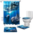 thumbnail image 2 of FMSHPON Sea 4 Piece Bathroom Set Shower Curtain Bath Rug Contour Mat and Toilet Lid Cover, 2 of 7