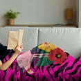 thumbnail image 3 of Pink Zebra Soft Flannel Fleece Blanket, Exotic Love Pink Flamingos on Hibiscus Bouquet Striped Background Boho Graphic, Cozy Plush for Indoor and Outdoor Use, 50" x 70", Multicolor, by Ambesonne, 3 of 5