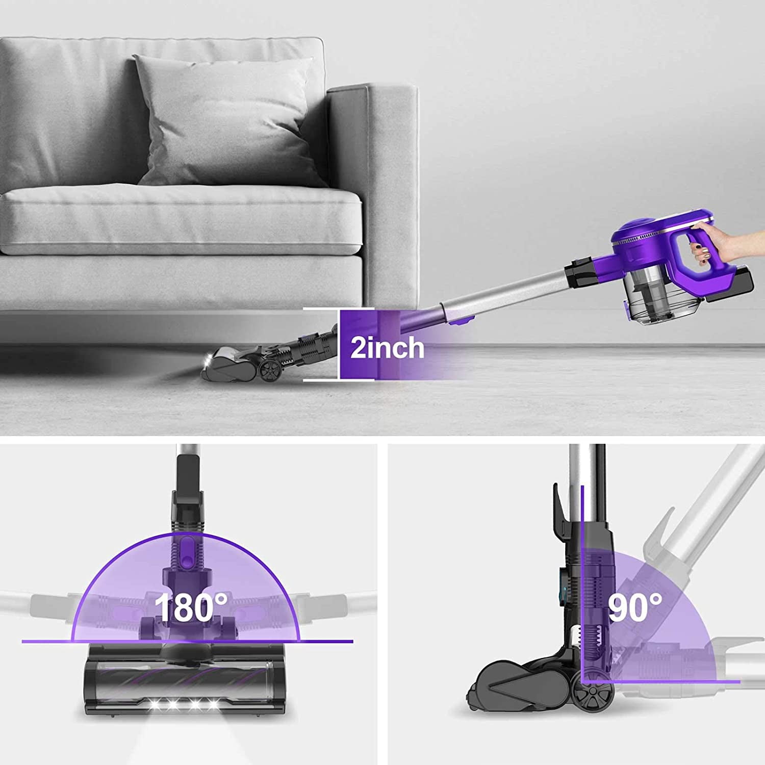 INSE Cordless Vacuum Cleaner, 23Kpa 250W Brushless Motor Stick Vacuum, up to 45 Mins Max Runtime, 10-in-1 Lightweight Handheld for Carpet Hard Floor Pet Hair