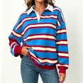 thumbnail image 4 of Fanshiluo Women's Drop Shoulder Collared Striped Sweatshirt, Contrast Loose Long Sleeve Pullover Top,Size S-2XL, 4 of 7