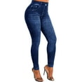 thumbnail image 4 of Gvmfive Women Casual Imitation Denim Print Jeggings Skinny Leggings Pants, 2/3/4 Pack, 4 of 5