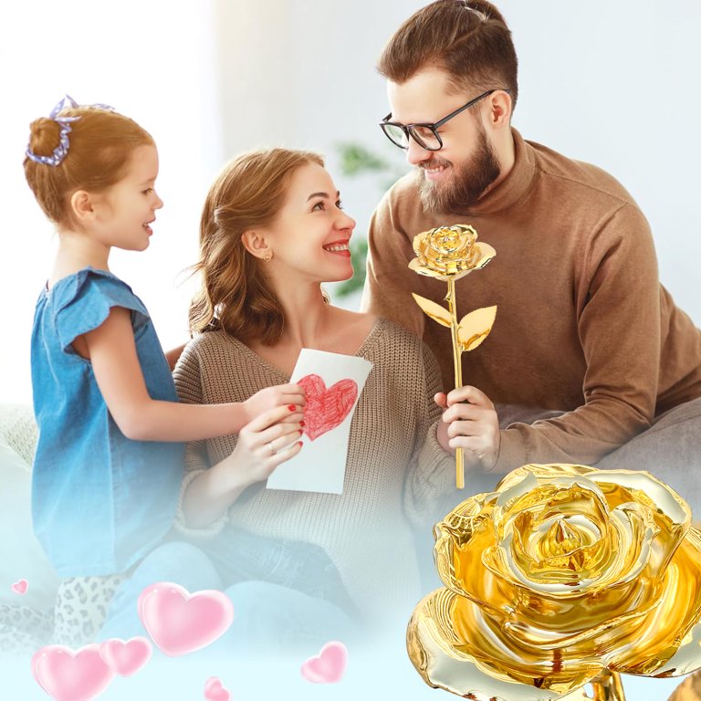 24K Gold Dipped Rose – Real Rose Preserved In Gold, Heart-Shaped Box, Forever Flower Gift