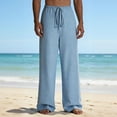 thumbnail image 3 of Havenre Men's Sweatpants Joggers Baggy Wide Leg Lounge Pants with Pockets Loose Fit Casual Drawstring Elastic Waist Athletic Sweat Pants Light Blue XXL, 3 of 10