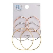 Time and Tru Female 3-On Multi Plate Hoop Earring Set