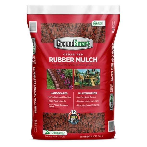 GroundSmart Rubber Mulch, Cedar Red, 0.8 cu ft