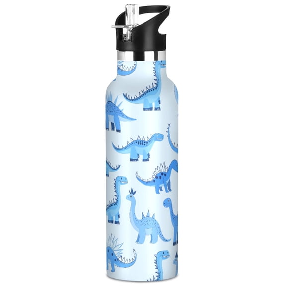 ALAZA Cartoon Dinosaurs Pattern Stainless Steel Water Bottle Vacuum Insulated Leak-Proof Tumbler with Straw Handle 20oz