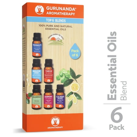 - GuruNanda Top 6 Blends Essential Oils, Pack of 6 bottles