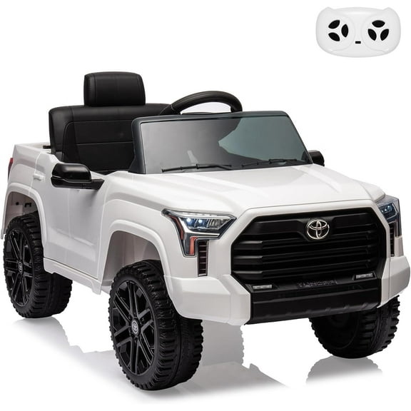 NEILA Toyota Licensed 12V Kids Ride on Truck Car Battery Powered Electric Fun Toys with Remote Control, Spring Suspension, 3 Speeds, LED Lights, Ride on Toy for 3-8 Years Boys & Girls (White)