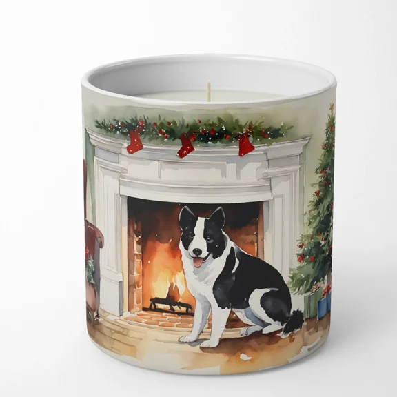 Karelian Bear Dog Cozy Christmas Decorative Soy Candle 3.25 in x 3.75 in