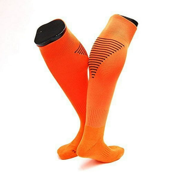 Lovely Annie Big Boy's 1 Pair Knee High Athletic Sports Socks Size L/XL XL0026-05(Orange w/Black Strip)