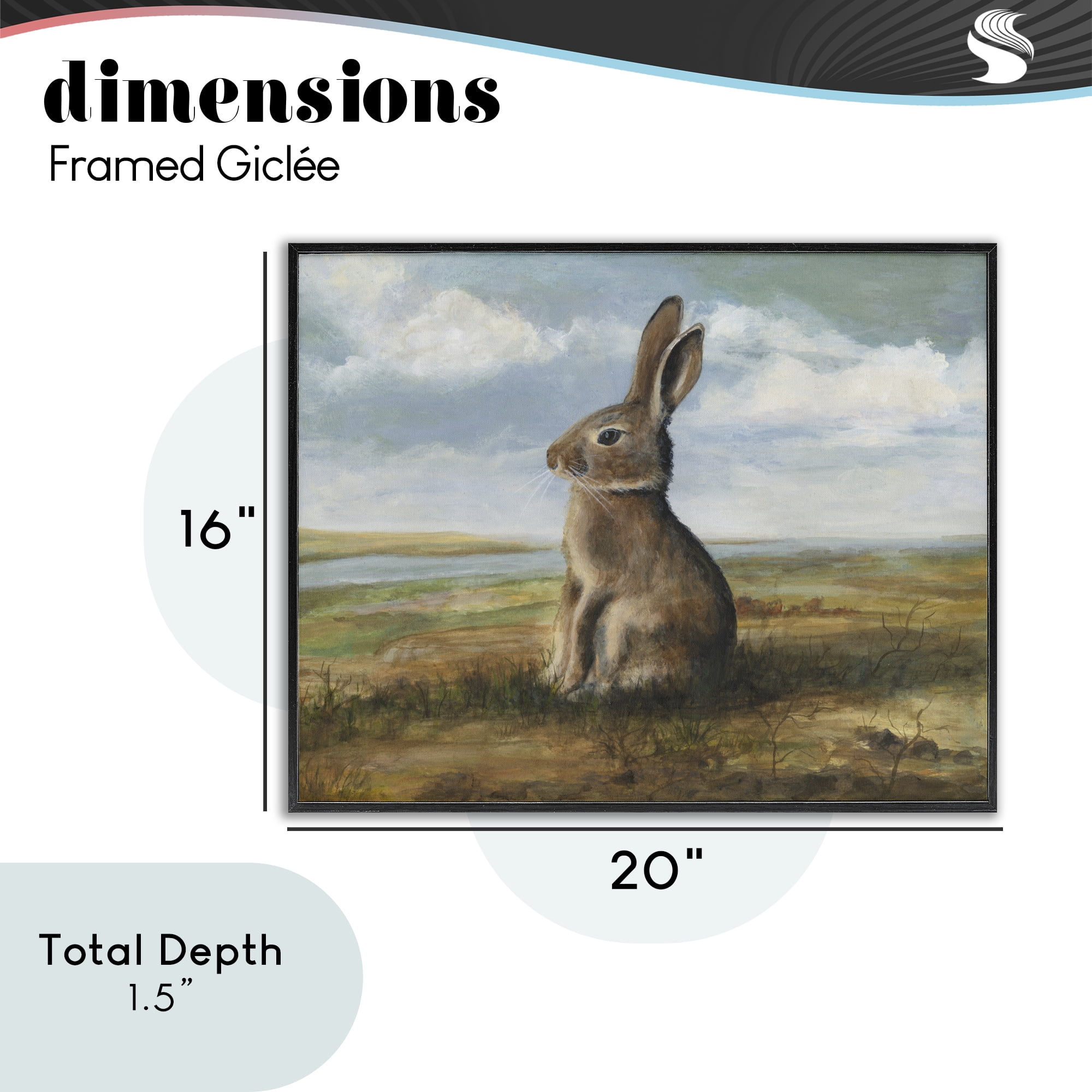 Stupell Industries Classic Rabbit in Countryside Black Framed Giclee Art, design by Michael Willett