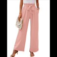 thumbnail image 2 of Pantalones de Salón Anchos para Mujer con Bolsillos, Cintura Alta, Ajustables, con Nudo y Holgados. Rosa XXL, 2 of 7