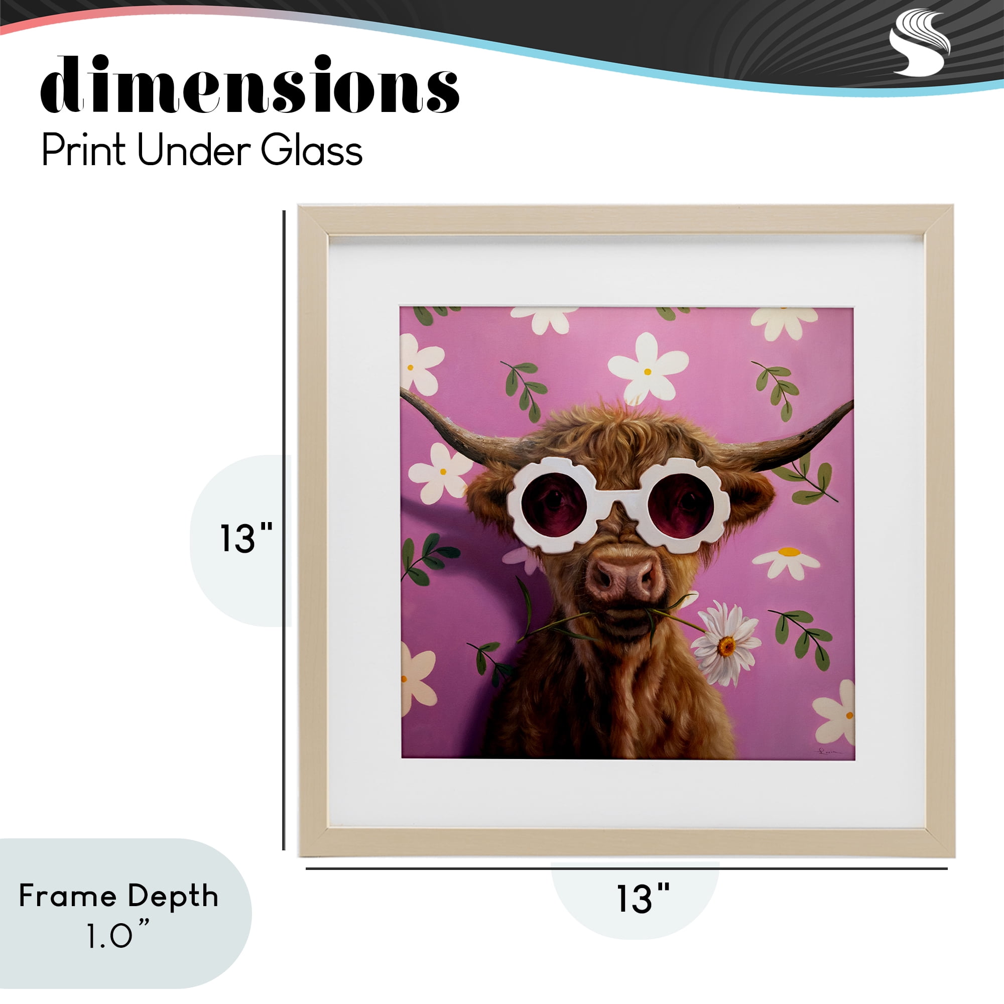 Stupell Industries Fresh As A Daisy Cattle Birch Framed Print Under Glass, design by Lucia Heffernan