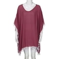 thumbnail image 7 of Helii Women's Chiffon Beach Cover Up Loose Kaftan Swimsuit Coverup, Tassel Trim V-Neck Summer Bikini Cover Up Dress, Flowy Lightweight Beachwear for Vacation Pool Dark Purple,One Size, 7 of 7