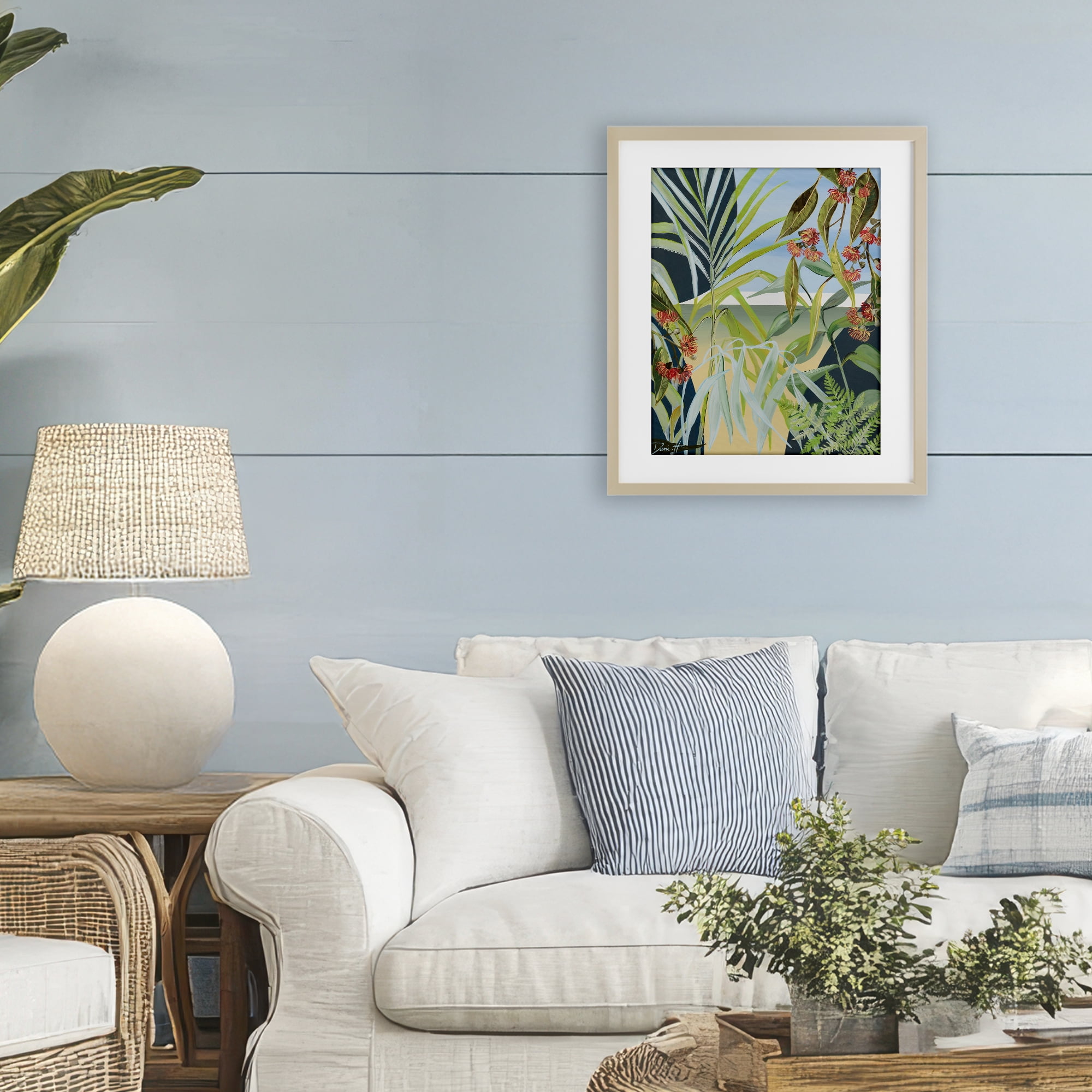 Stupell Industries Coastal Morning Leaves Birch Framed Print Under Glass, design by Dani Heyward