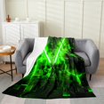 thumbnail image 1 of Erosebridal Neon Lightsaber Throw Blanket for Couch, Green Geometry Plush Blanket, Lightning Decor, 1 of 7