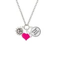 thumbnail image 2 of Delight Jewelry Silvertone Sun Face with Beaded Edging - Hot Pink Heart Nurse Strong Zoe Necklace, 2 of 4