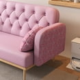 thumbnail image 4 of 56.6" Faux Leather Loveseat Sofa, Upholstered Modern 2-seat Sofa Couch with 2 Dumpling-shaped Throw Tulip Pillows, Small Love Seat Sofa with Wooden Legs for Bedroom Apartment Office, Pink, 4 of 8