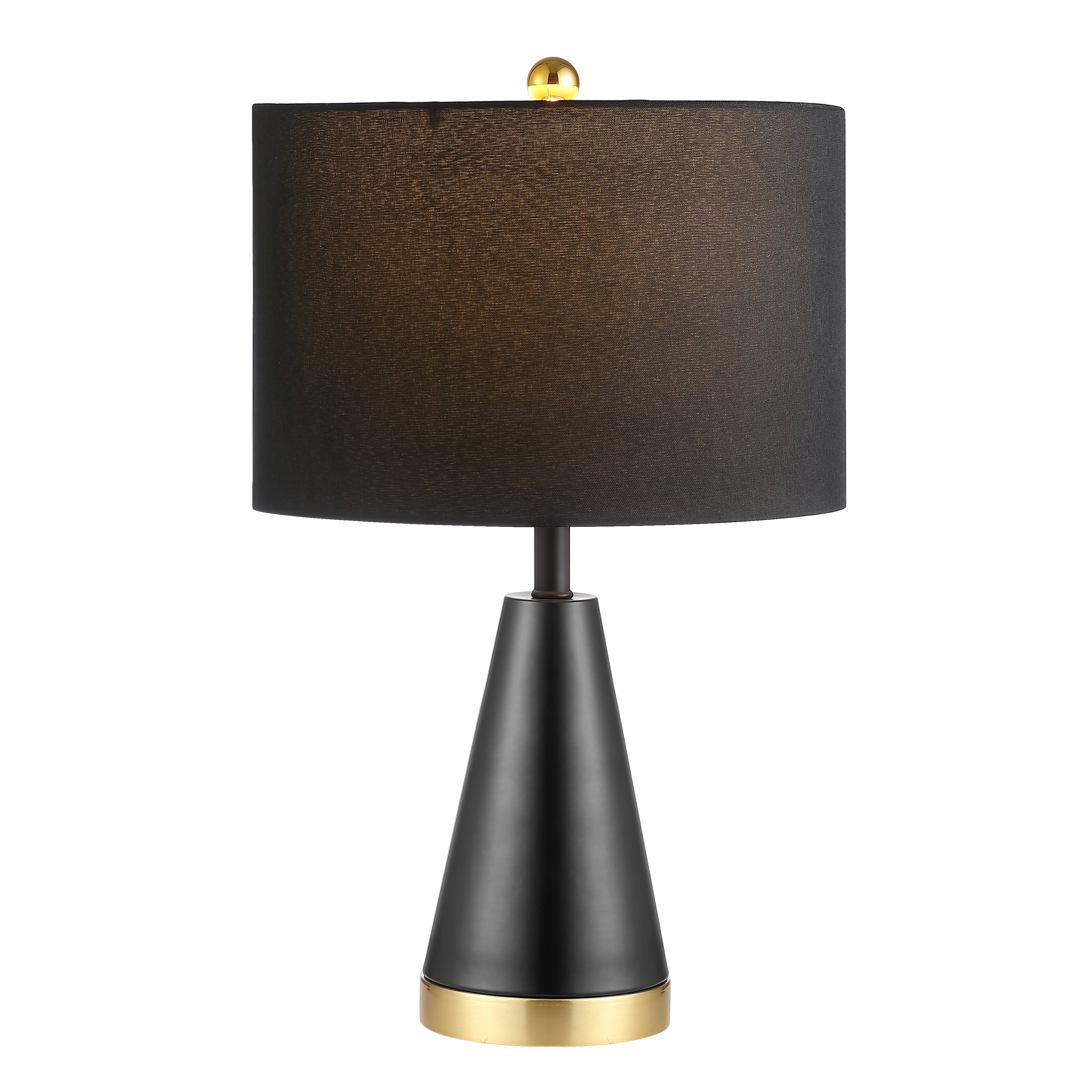 SAFAVIEH Penla 20 in. H Mid Century Cone Table Lamp Black Brass