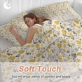 thumbnail image 4 of 3 Piece Weeping Flowers Duvet Cover Set California King,Microfiber Comforter/Quilt Cover with Corner Ties and 2 Pillowcases,Yellow Grey Spring Floral Rustic Burlap Soft Bedding with Zipper Closure, 4 of 8