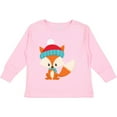 thumbnail image 3 of Inktastic Winter Fox, Cute Fox, Fox with Hat, Fox with Scarf Boys or Girls Long Sleeve Toddler T-Shirt, 3 of 5