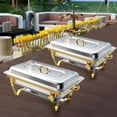 thumbnail image 3 of PRIJESSE 8 Pack Chafing Dishes for Buffet Set, Stainless Steel Catering Chafers, Serving Food Warmer with Lid, gold full pan, 3 of 7