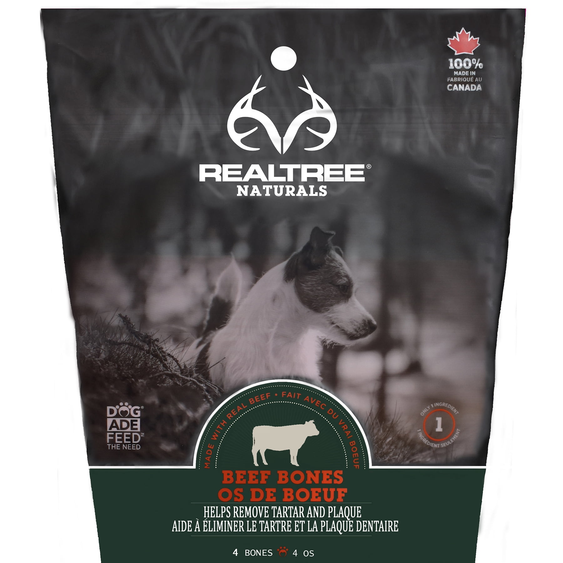 RealTree Naturals Bag 'O Bones Dog Chews, 1 Natural Ingredient Treat for Dogs