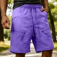 thumbnail image 2 of TEAJOPSUU Men's Cargo Shorts Drawstring Waist Cargo Shorts with Multi-Pocket Design Quick Dry and Sweat-Wicking Features Purple, 2 of 8