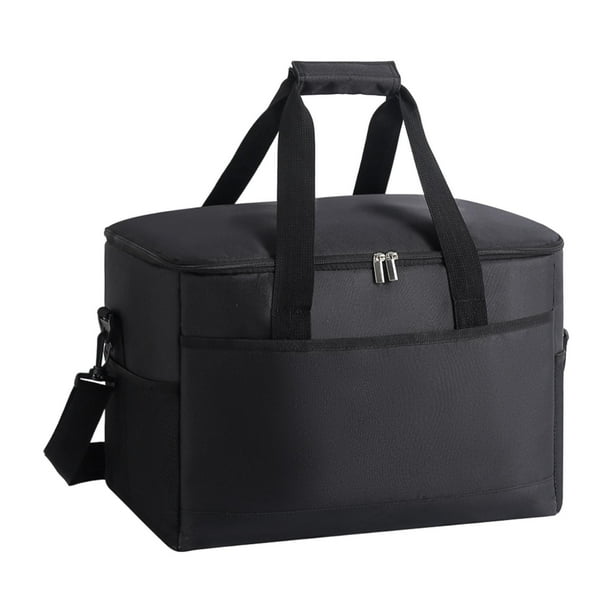 Bolsa de almuerzo aislante, lonchera, a prueba de fugas, portátil, de tela Oxford, organizador de almacenamiento Negro