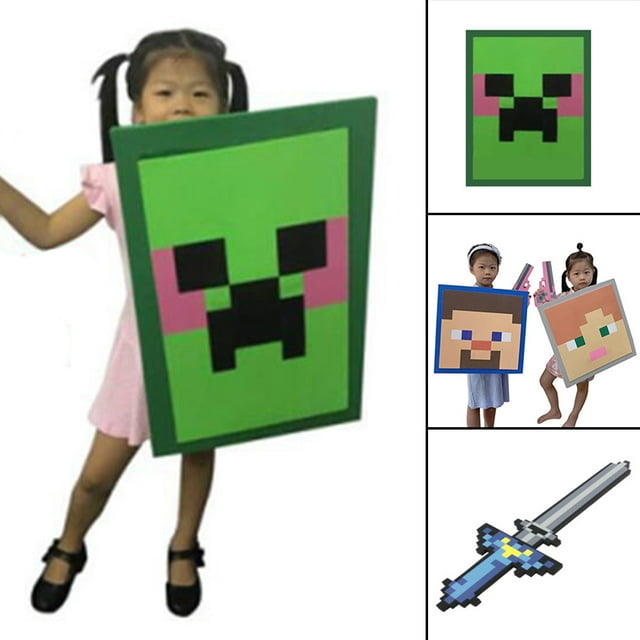 Minecraft Large Real Prop Toys Pixel Game Arms/Shield Plastic Toy Cosplay Party Props for Halloween Kids New