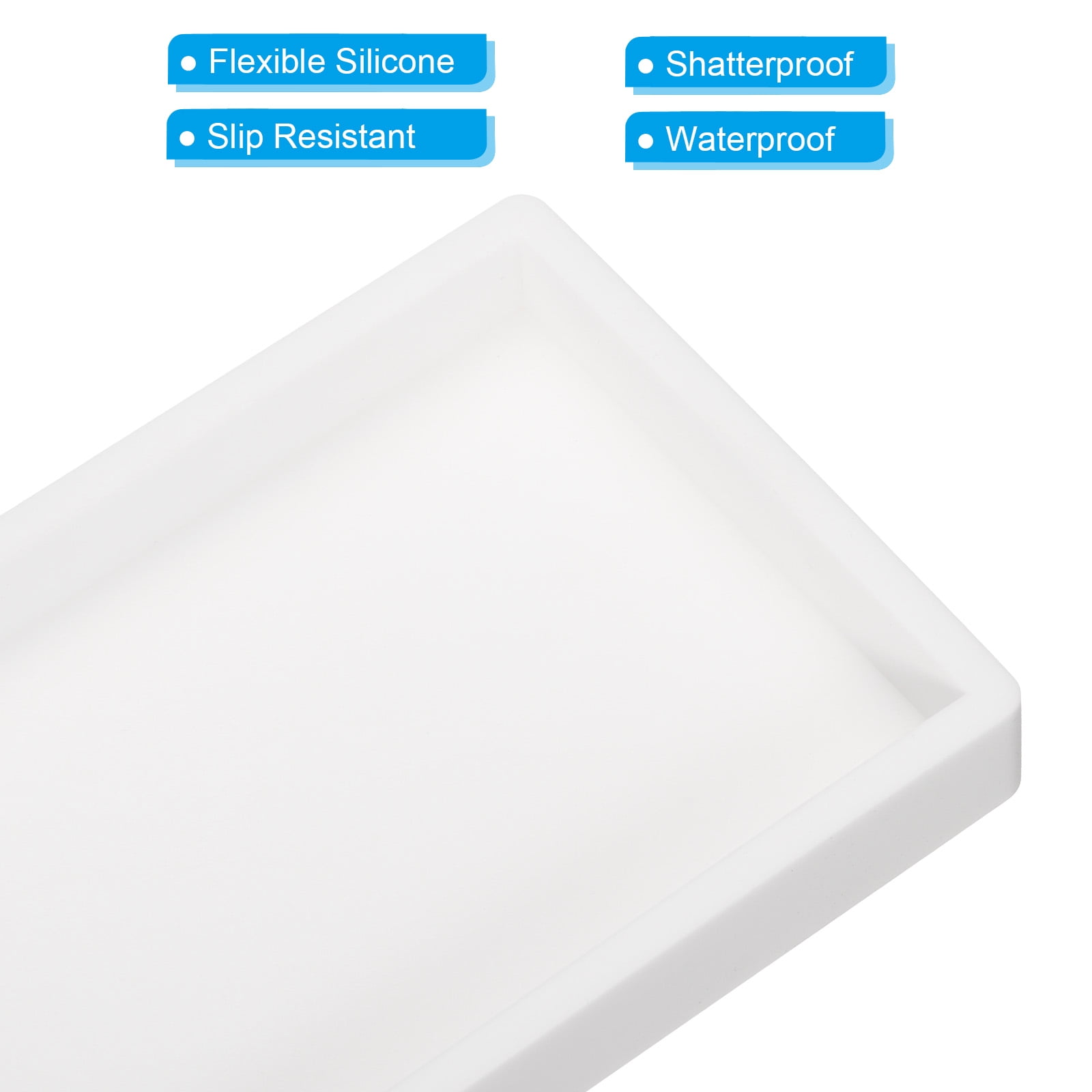 Unique Bargains Silicone Bathroom Tray Soap Dispenser Tray Holder White 8" x 4"