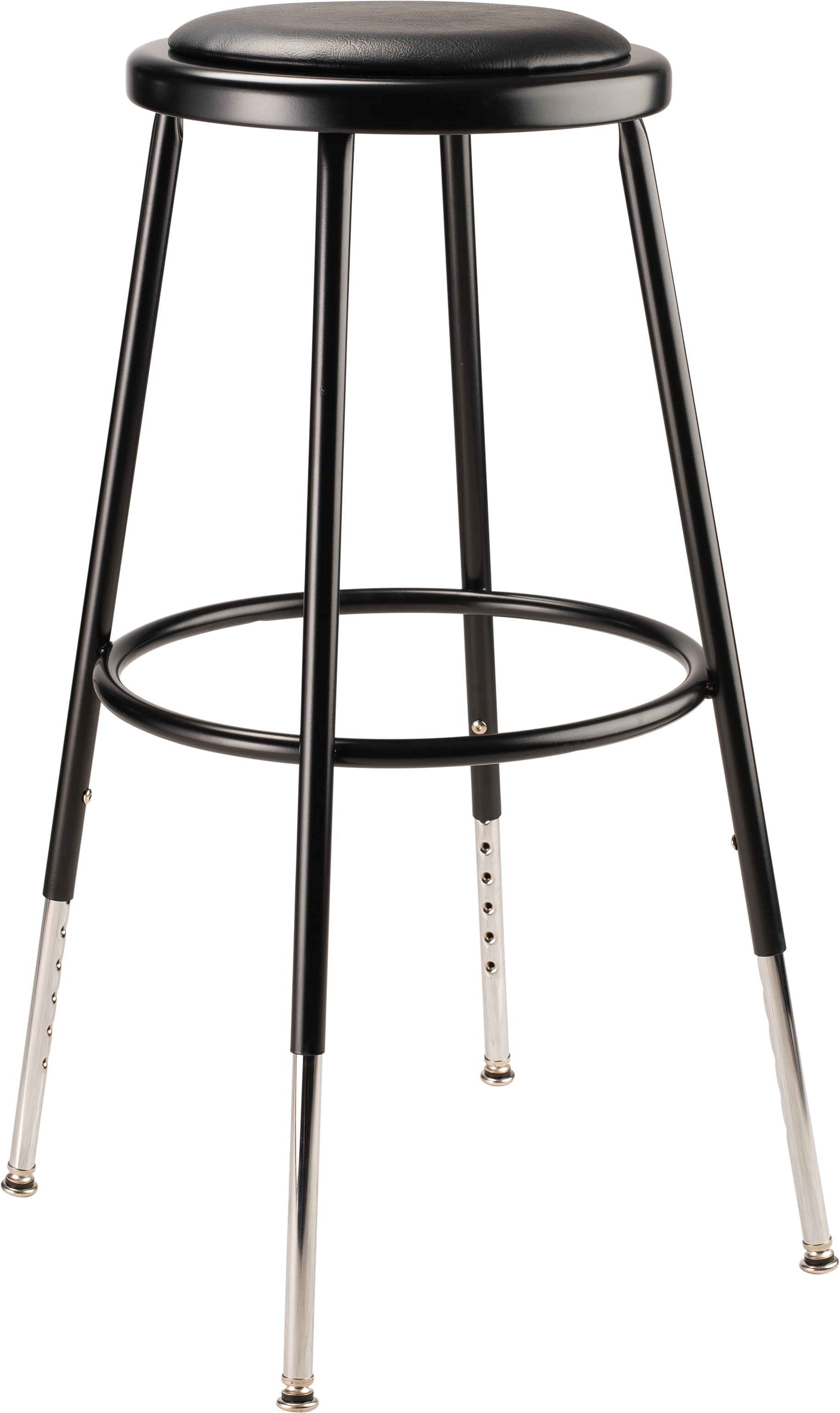 (Pack of 2) NPS 25 -33" Height Adjustable Heavy Duty Vinyl Padded Steel Stool, Black