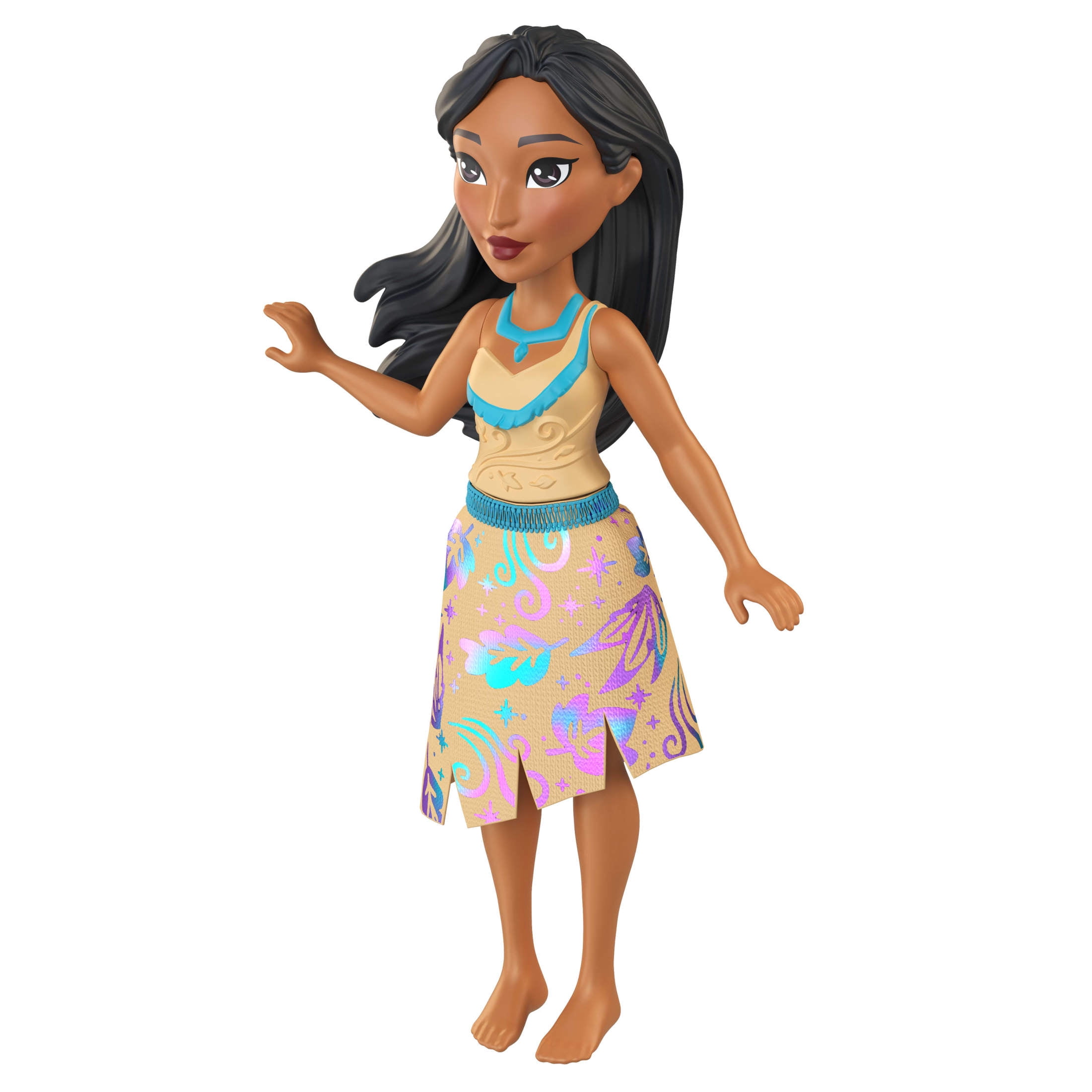 Disney Princess Pocahontas Posable Small Doll in Shiny Outfit with Removable Skirt, Inspired by Movie