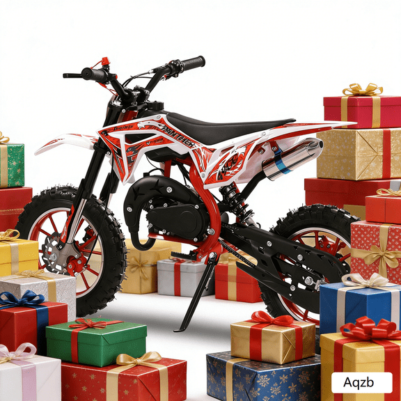 Aqzb 49CC 2-Stroke Kids Dirt Bike, Gas Powered Mini Motorcycle for Kids Ages 6-11, 24MPH Youth Off-Road Bike with Dual Disc Brakes(Red)