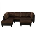 thumbnail image 3 of PonLiving 3 Piece Living Room Sectional Sofa Set w/ Right Facing Chaise, Storage Ottoman, Brown, 3 of 8
