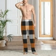 thumbnail image 2 of Logiee Orange Plaid Print Pajama Pants for Men,Men’s Pajama Bottoms,Mens PJ Pants with Pockets & Button Fly-Medium, 2 of 6
