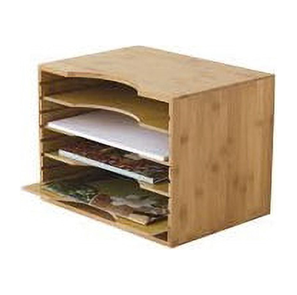 JAMS Bamboo File Organizer with 4 Dividers, Natural