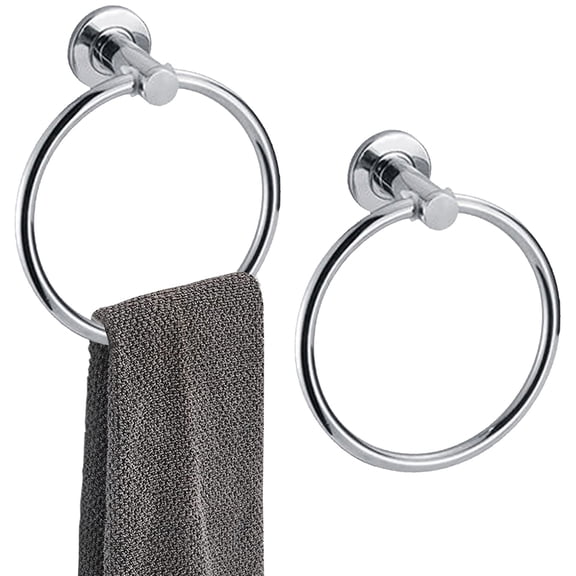 2PCS Durable 304 Stainless Steel Towel Rings in Glossy Finish