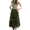 thumbnail image 6 of Women Fairy Midi Skirt Boho A Line Long Patchwork Skirt Bodycon Vintage Elastic High Waist Skirt Grunge Streetwear, 6 of 10