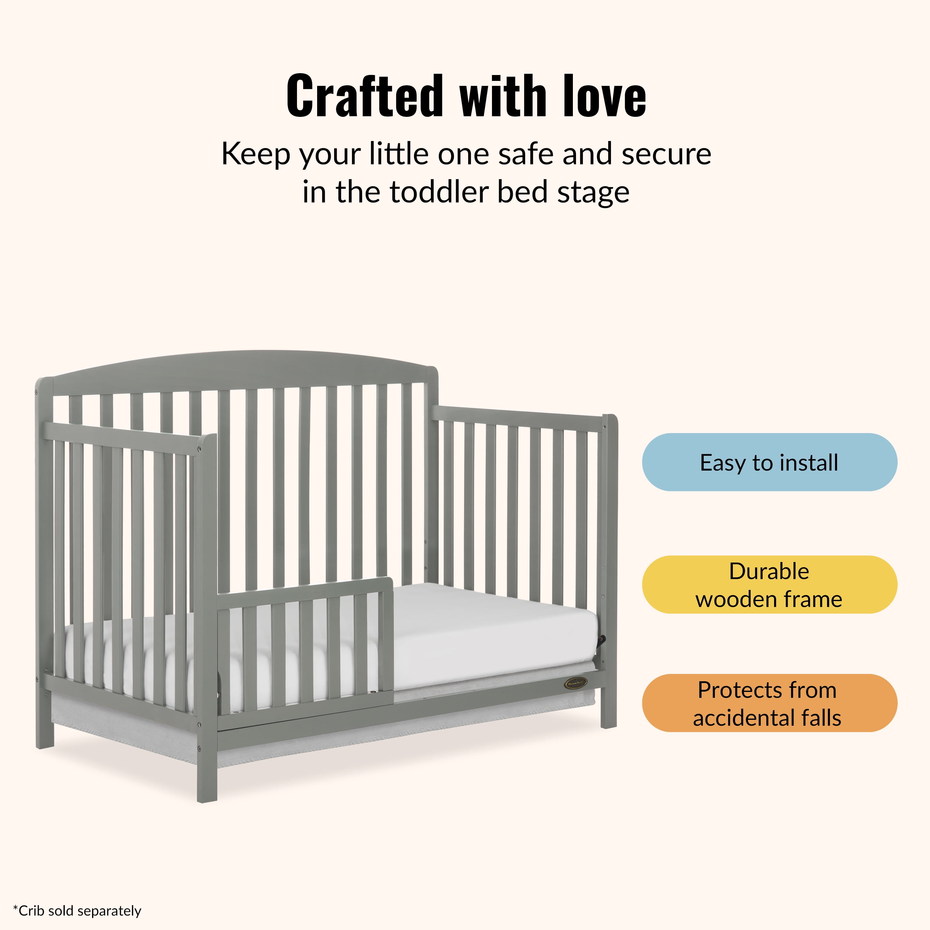 Dream On Me Convertible Crib Toddler Guard Rail, Sea Grass