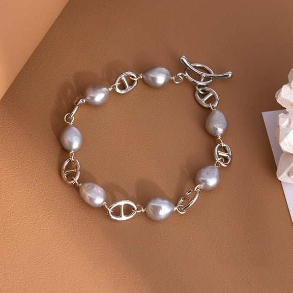 Natural Freshwater Gray Baroque Pig Nose Pearl Necklace