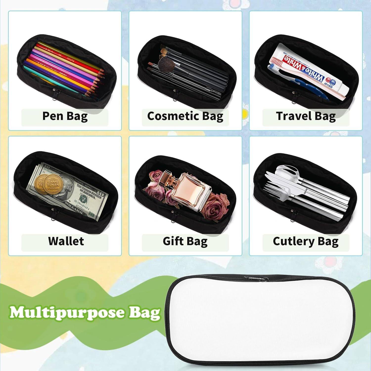 10Pcs Sublimation Blanks Pencil Case Bags,Travel Makeup Bag Organizer Make Up Bag Removable Lid Design Subliamtion Blank Makeup Bag（pink)
