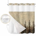 thumbnail image 2 of Brown Forest No Hook Shower Curtain Waterproof, Bathroom Curtains with Snap in Liners and See Through Top Window, Vintage Tree Farmhouse Botanical Hotel Style Bathtub Curtains Shower 72"Wx72"L, 2 of 8