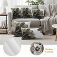thumbnail image 6 of Black Grey Outdoor Waterproof Pillow Covers, Vintage Gold Ink Floral Chinese Painting Decorative Square Throw Pillowcase Sofa Cushion Sham for Patio/Couch/Chair, 18"x18" 2 Pack, 6 of 8