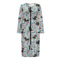 thumbnail image 3 of Yuyamidu Dachshund Long Sleeve Bathrobe for Women Size XL Cute Dog Zipper Front Robe Flower Bath Spa Robes Female Mid-Calf Length Bath Gown Blue Dressing Gown, 3 of 7