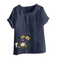 thumbnail image 4 of Fewfanhot Clothes for Women Printed Loose Boho Shirts Women Plus Size Summer Crew Neck Short Sleeve Blouses, 4 of 4