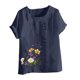 thumbnail image 2 of TaTaai Casual Printed Button Blouse, Women's Short Sleeve Linen Feel T-Shirt, Comfortable Top for All Seasons Gift, 2 of 4