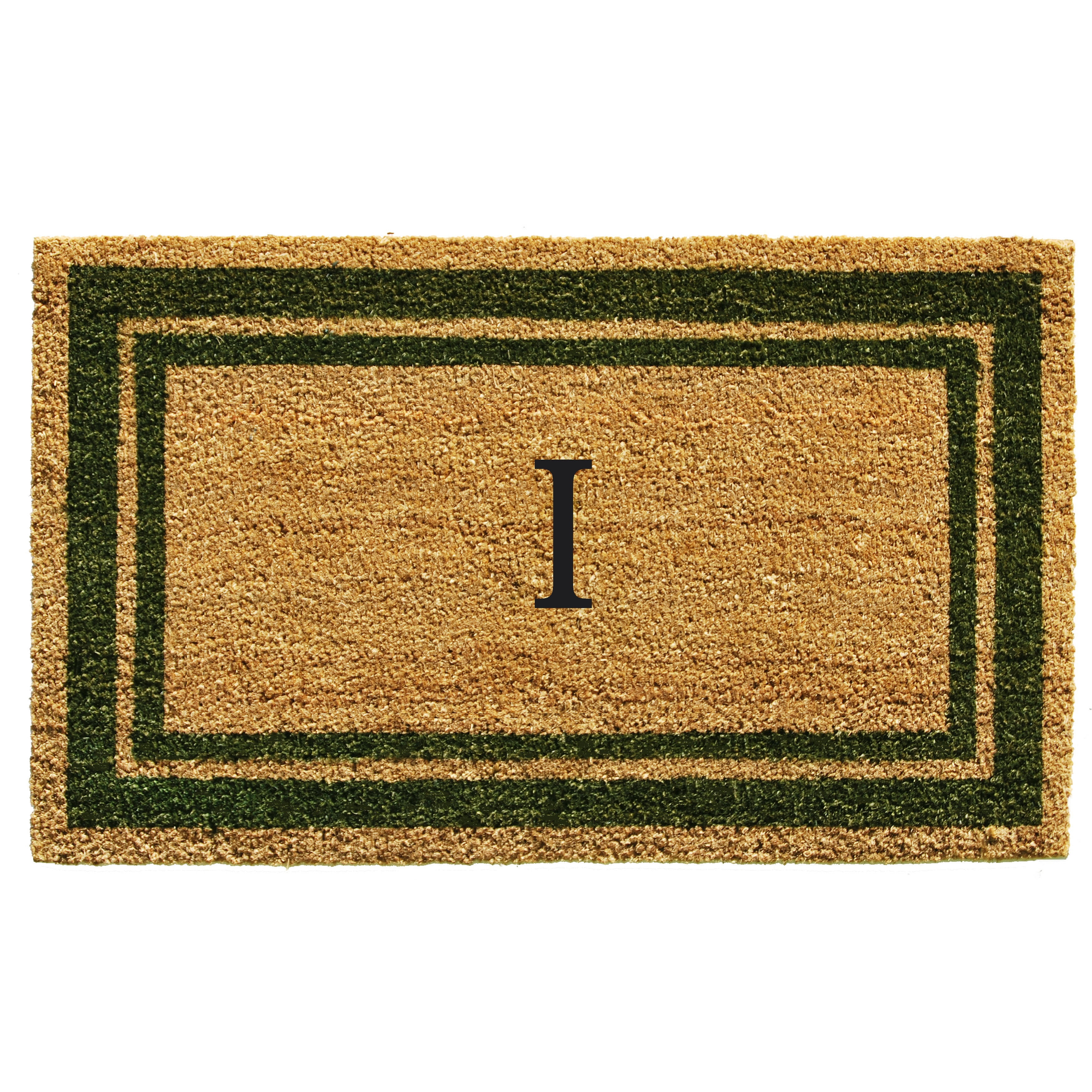 Sage Green Border Monogram Doormat (Letter I)