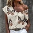 thumbnail image 2 of Camiseta de manga corta con estampado de mariposa sexy informal para mujer Pompotops hkajfhjk462341, 2 of 5